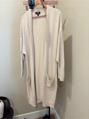 Express Cream Open-Front Longline Cardigan